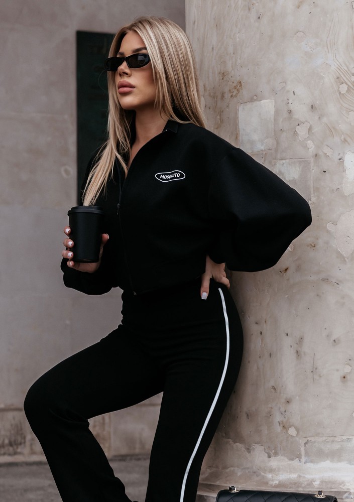 Relay - Krótka bluza rozpinana ze stójką Czarna