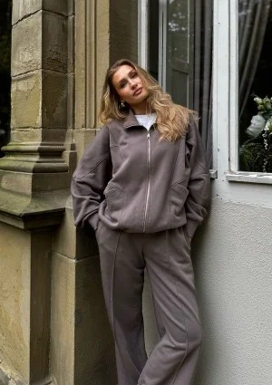 Based - Simply taupe oversize zipped sweatshirt