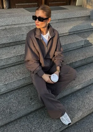 Based - Rozpinana bluza oversize ze stójką Savannah Tan