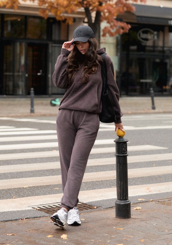 Sabo - Dark brown vintage wash hoodie