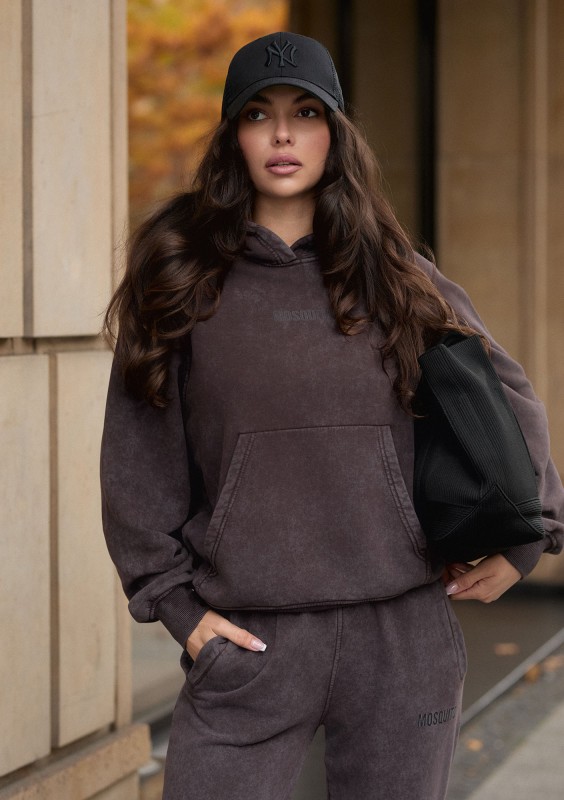 Sabo - Dark brown vintage wash hoodie