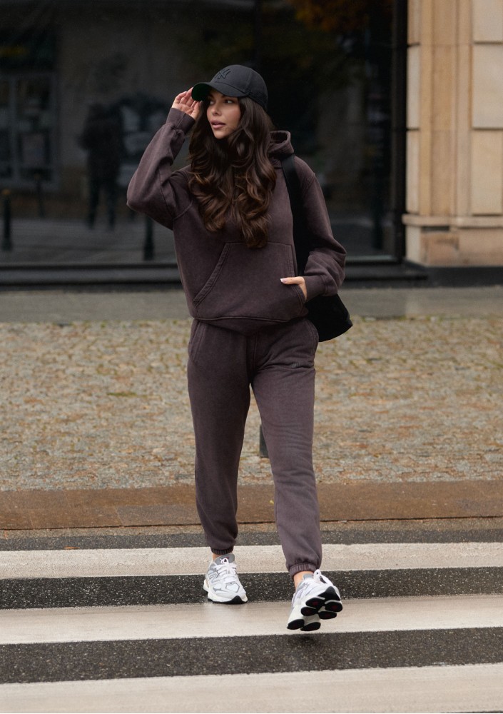 Sabo - Spodnie z efektem sprania Dark Brown