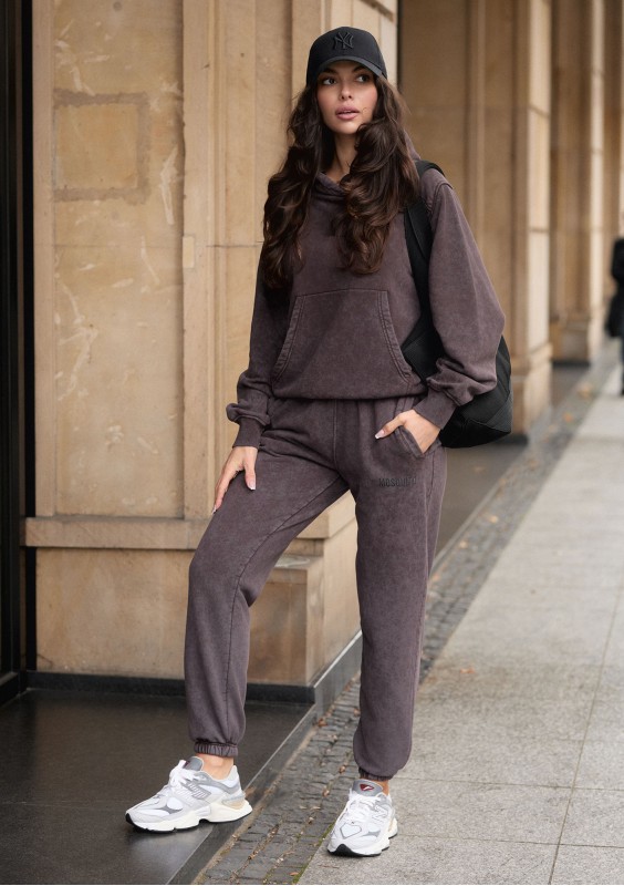 Sabo - Spodnie z efektem sprania Dark Brown