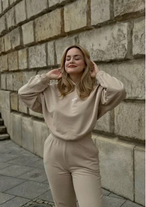 Icon - Bluza z kapturem i ściągaczem Sand Beige