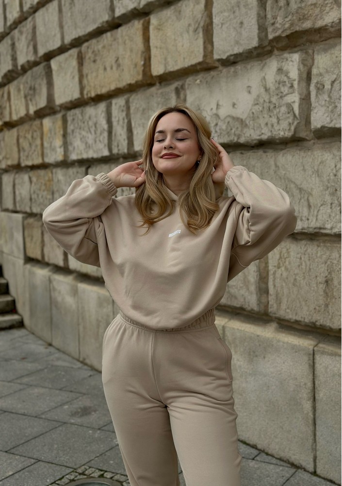 Icon - Bluza z kapturem i ściągaczem Sand Beige