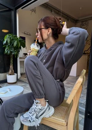 Icon - Dark stone grey hoodie