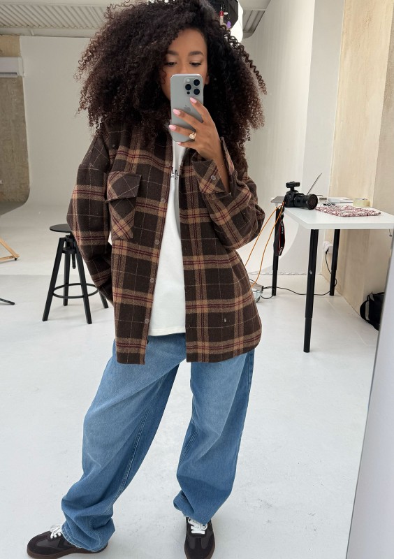 Shay - Winceyette oversize shirt Vintage Cocoa