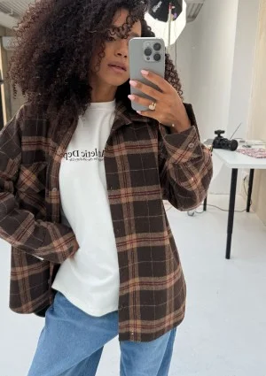 Shay - Winceyette oversize shirt Vintage Cocoa