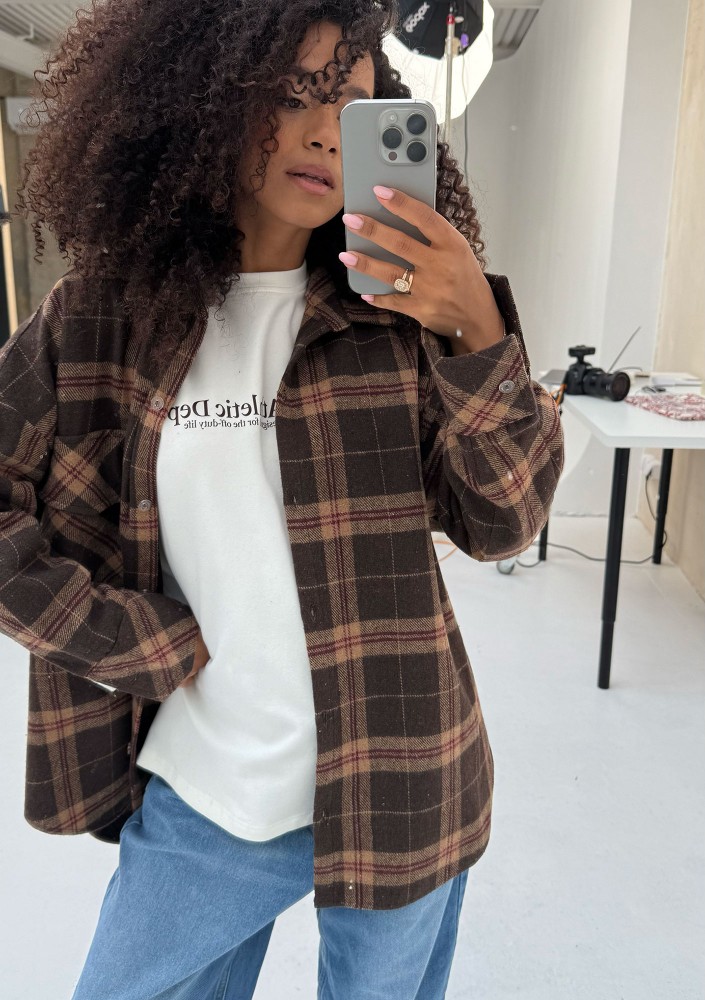 Shay - Winceyette oversize shirt Vintage Cocoa