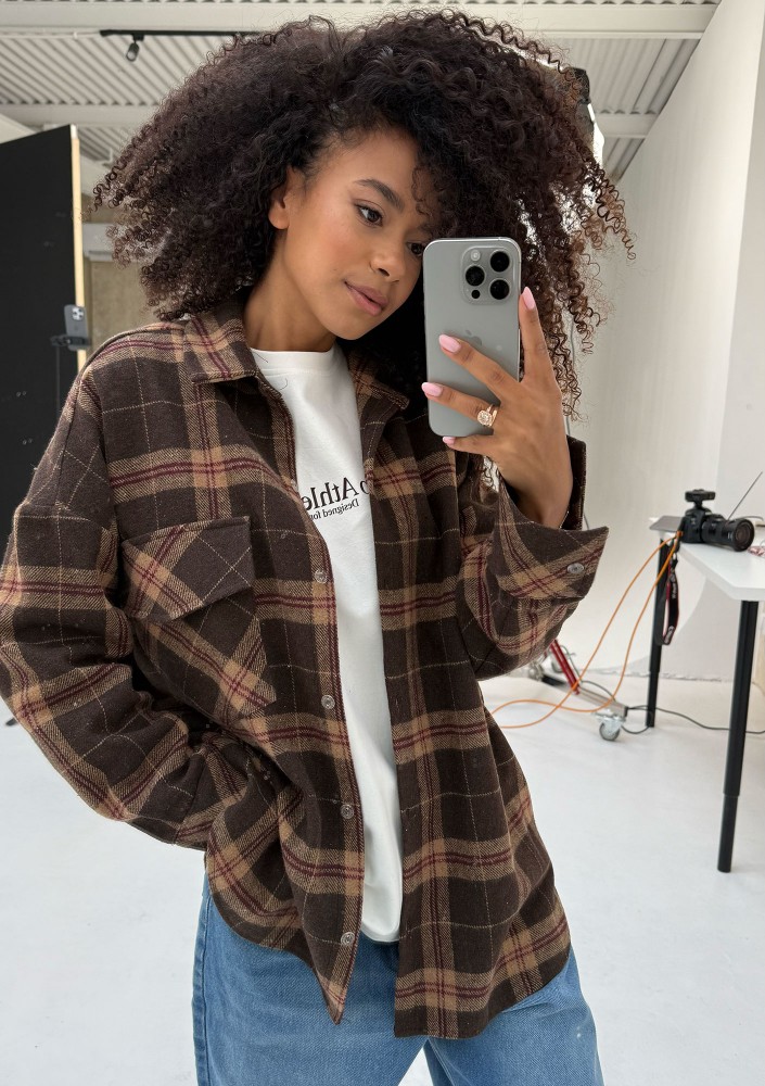 Shay - Winceyette oversize shirt Vintage Cocoa