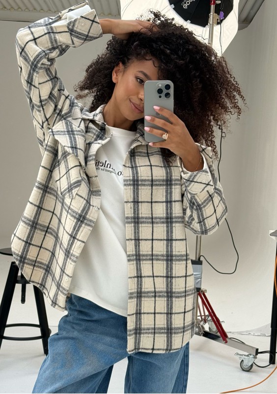 Shay - Winceyette oversize shirt Vanilla Ink