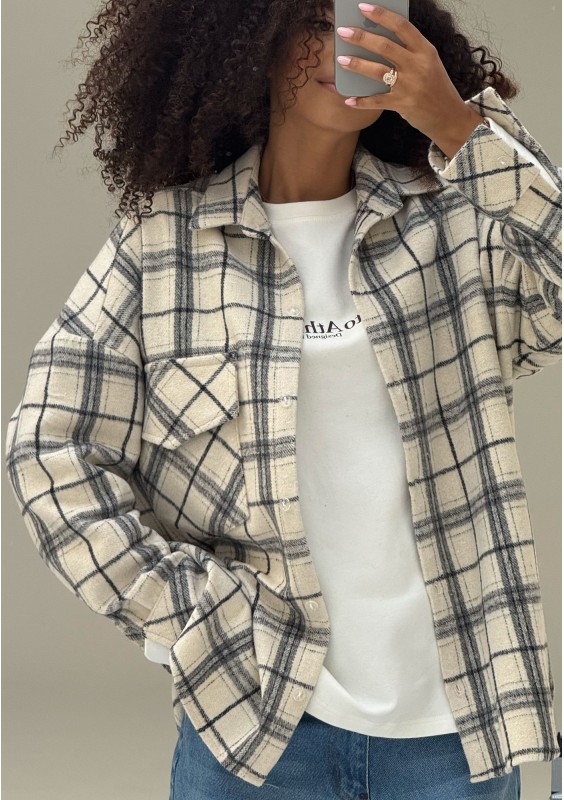 Shay - Winceyette oversize shirt Vanilla Ink