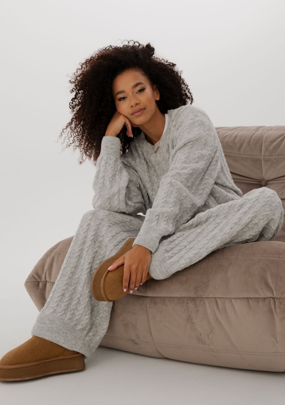 Milu - Sweter z warkoczowym splotem Grey