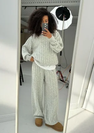 Milu - Sweter z warkoczowym splotem Grey