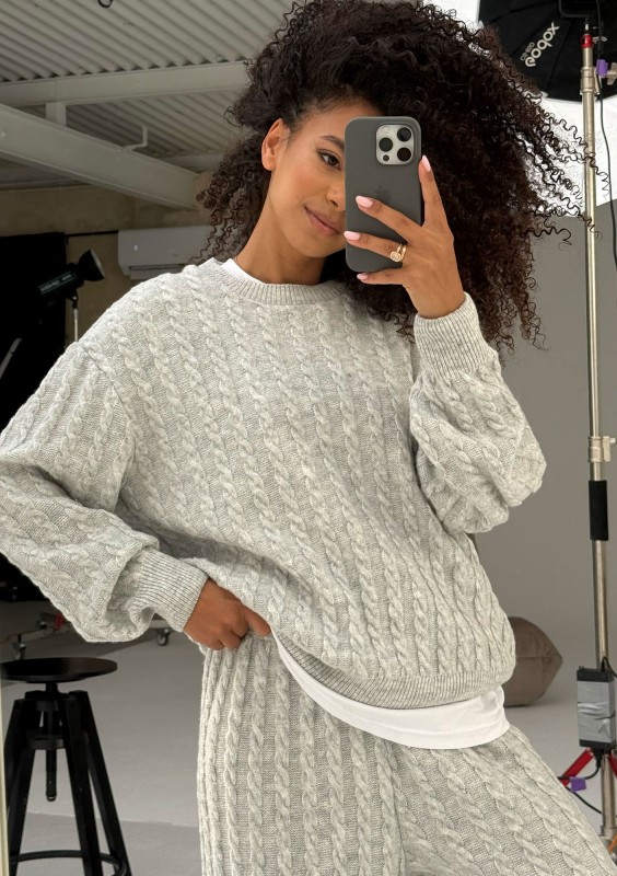 Milu - Sweter z warkoczowym splotem Grey