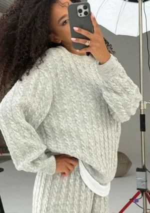 Milu - Sweter z warkoczowym splotem Grey