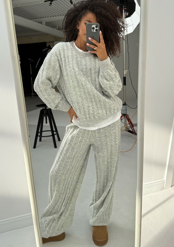 Milu - Sweter z warkoczowym splotem Grey