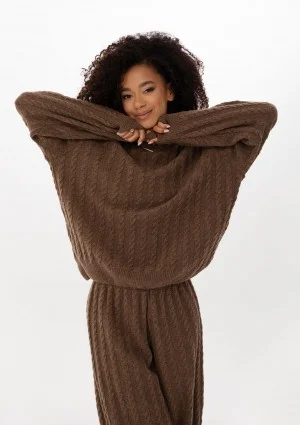 Milu - Sweter z warkoczowym splotem Brown