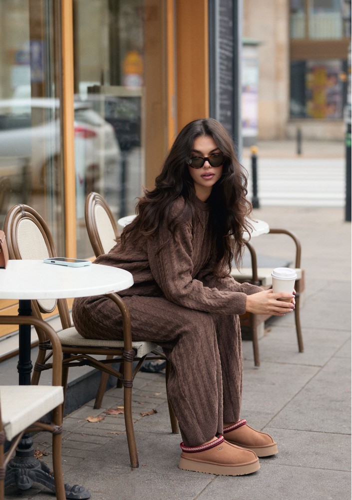 Milu - Sweter z warkoczowym splotem Brown