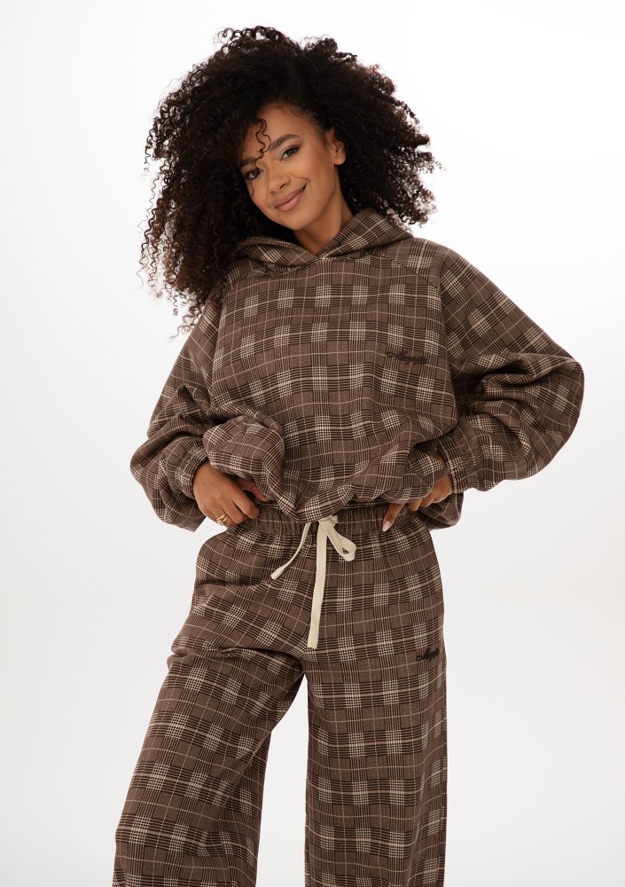 Loom - Brown oversized checked hoodie