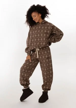 Loom - Brown oversized checked hoodie