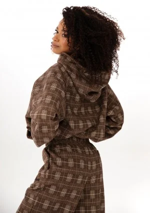 Loom - Brown oversized checked hoodie