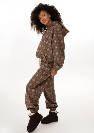 Loom - Brown oversized checked hoodie