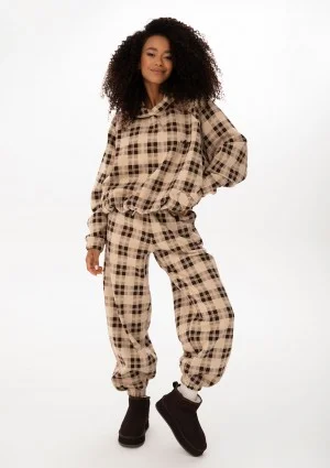 Loom - Beige oversized checked hoodie