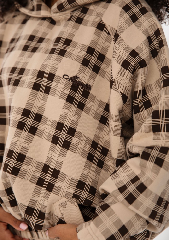 Loom - Beige oversized checked hoodie