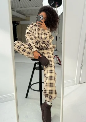 Loom - Beige checked sweatpants