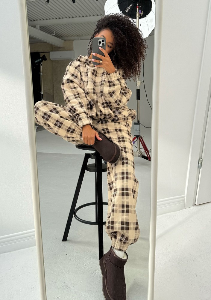 Loom - Beige checked sweatpants