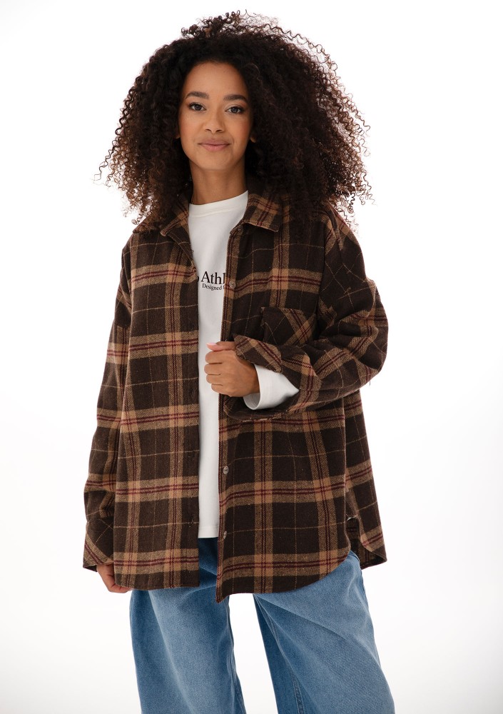 Shay - Winceyette oversize shirt Vintage Cocoa