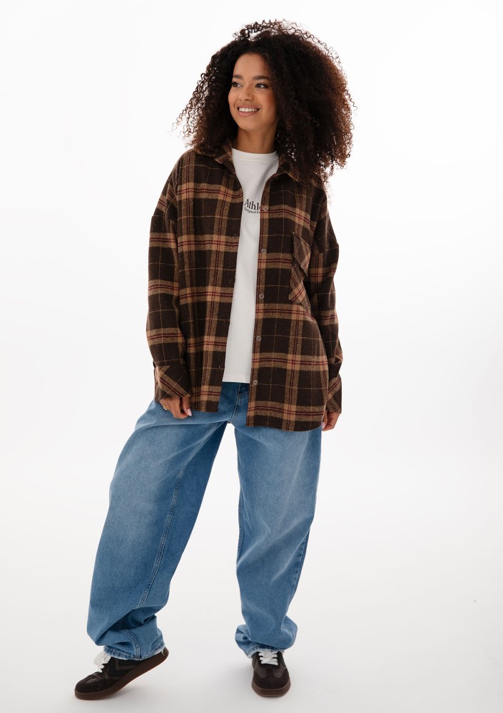 Shay - Winceyette oversize shirt Vintage Cocoa