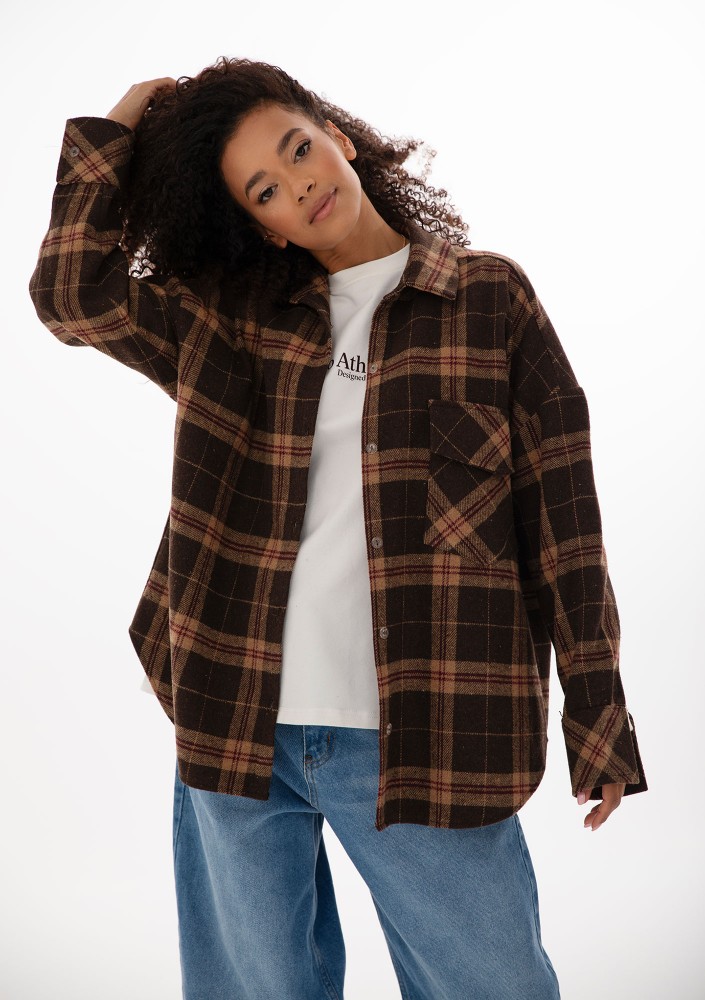 Shay - Winceyette oversize shirt Vintage Cocoa