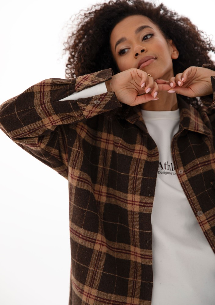 Shay - Winceyette oversize shirt Vintage Cocoa