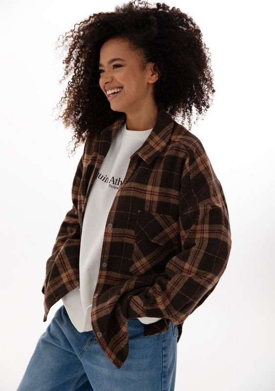 Shay - Winceyette oversize shirt Vintage Cocoa