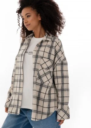 Shay - Koszula oversize z miękkiej flaneli w kratę Vanilla Ink