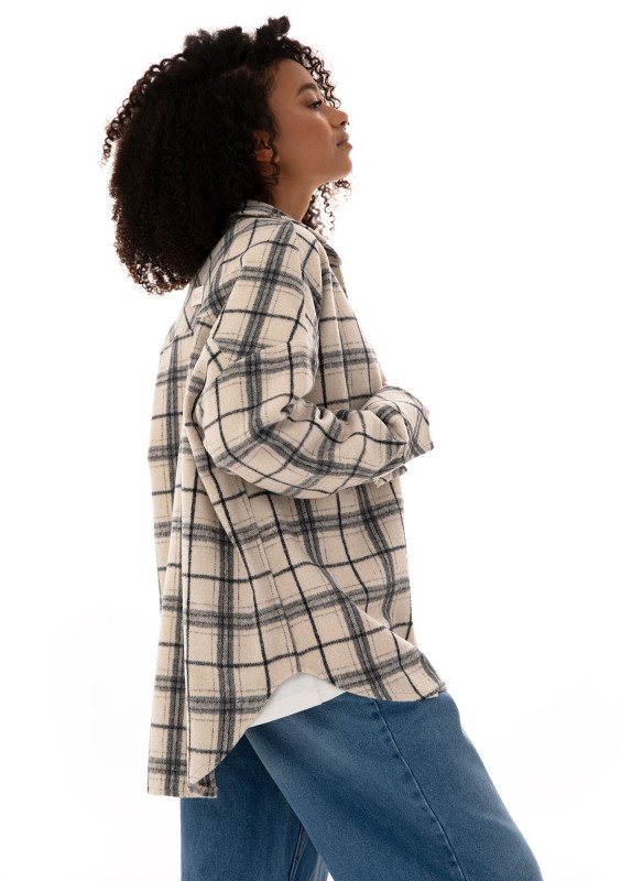 Shay - Winceyette oversize shirt Vanilla Ink