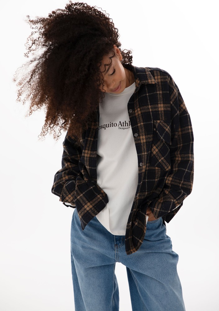 Shay - Winceyette oversize shirt Toffee Navy