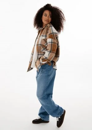 Shay - Koszula oversize z miękkiej flaneli w kratę Toffee Check