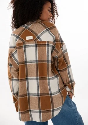 Shay - Winceyette oversize shirt Toffee Check