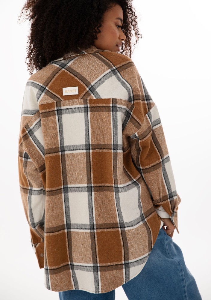 Shay - Winceyette oversize shirt Toffee Check