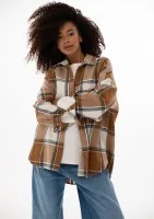 Shay - Winceyette oversize shirt Toffee Check
