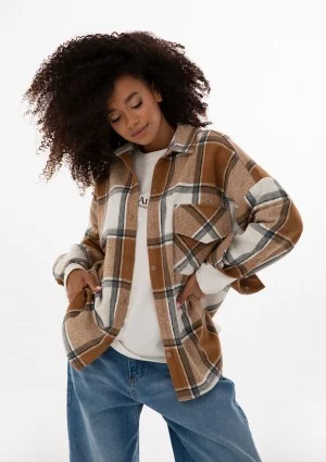 Shay - Winceyette oversize shirt Toffee Check