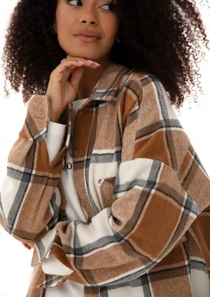 Shay - Winceyette oversize shirt Toffee Check