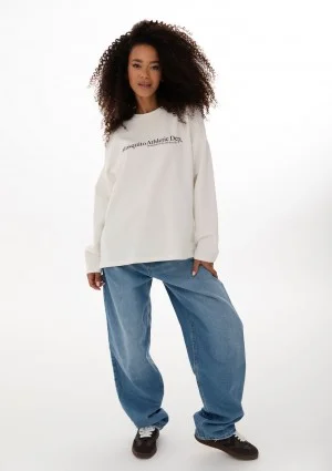 Luno - Bawełniany longsleeve z nadrukiem Creamy