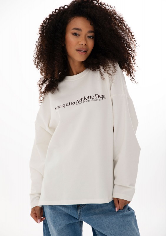 Luno - Bawełniany longsleeve z nadrukiem Creamy