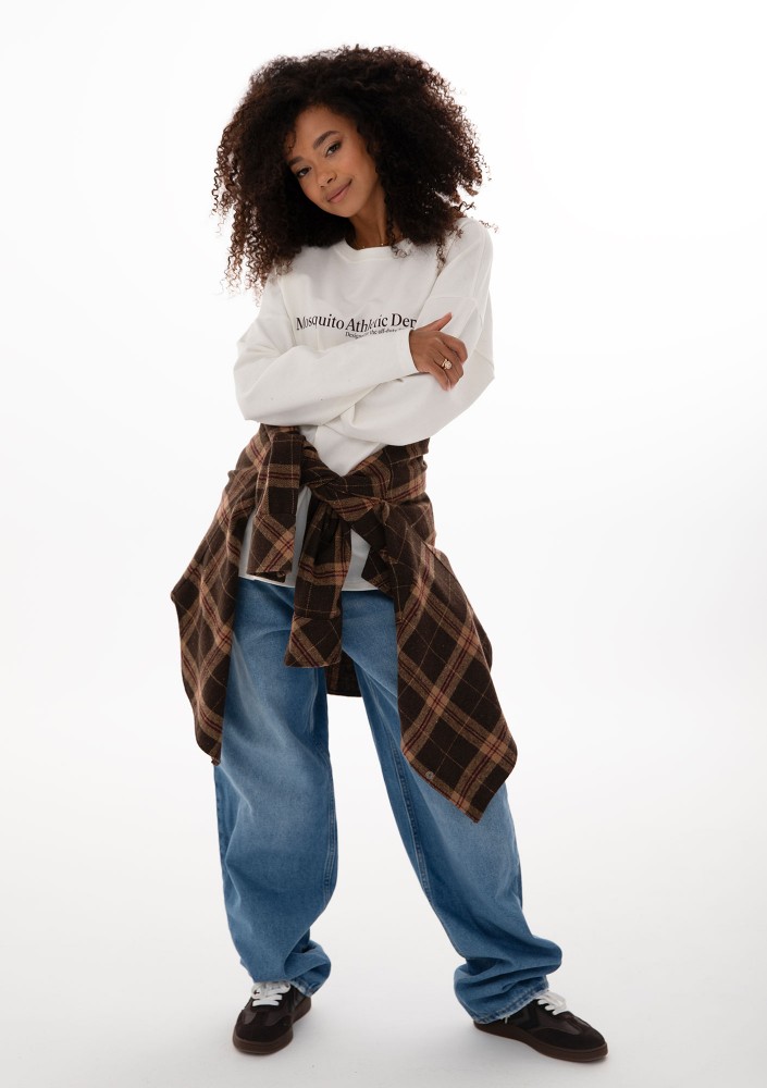 Luno - Bawełniany longsleeve z nadrukiem Creamy