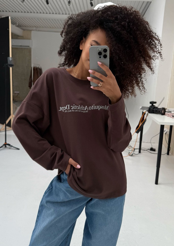 Luno - Bawełniany longsleeve z nadrukiem Choco