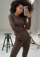 Nomad - Chocolate brown sports top with long sleeves